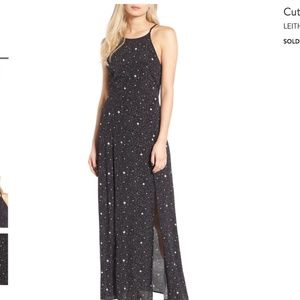 Cutout Sexy Black with Stars Maxi Dress